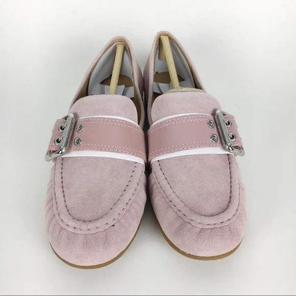 UGG Womens Size 5 Charlotte‎ Pink Suede Leather Moc Toe Slip On Loafers Shoes - Picture 3 of 8